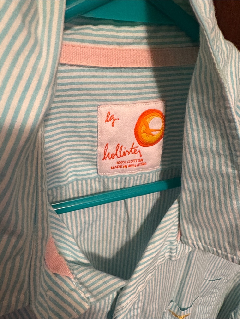 Hollister Light Blue Stripe Button-Up Shirt